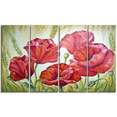 Made in Canada - Design Art 'Poppies in Wheat' 4 Piece Painting Print on Wrapped Canvas Set in Arts & Collectibles
