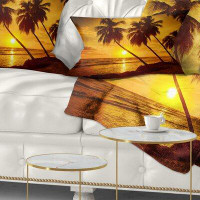 Made in Canada - East Urban Home Seascape Beach Sunset in Island Barbados Lumbar Pillow