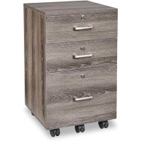 Inbox Zero Inbox Zero 26"h 3 Drawer File Cabinet With Lock, Rolling File Cabinet Under Desk, Mobile File Cabinets For Ho