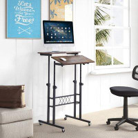 Vecelo Riser Computer Desk Workstation Height Adjustable With Keyboard Tray For Laptop And Monitor