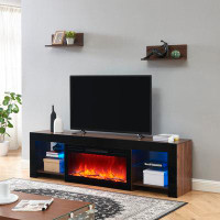 Wade Logan Avier TV Stand for TVs up to 85" with Electric Fireplace Included