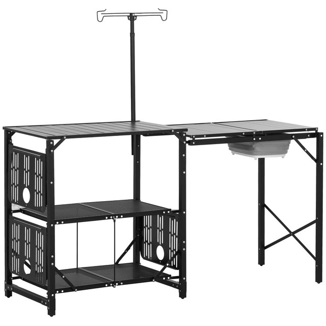 Camping Kitchen Table 68.1" L x 20.5" W x 68.5" H Black in Fishing, Camping & Outdoors - Image 2