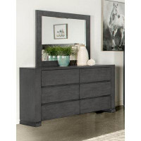 Hokku Designs Lorenzo 6-drawer Dresser with Mirror Dark Grey
