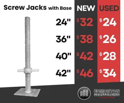 NEW and USED screw jacks at incredible prices! Keep your scaffold level on uneven terrain, easily ad...