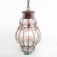Rosecliff Heights Slavin 1 - Light Unique / Statement Geometric Pendant with Wrought Iron Accents