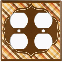 WorldAcc Metal Light Switch Plate Outlet Cover (Brown Wall Plate Plaid - Single Toggle)