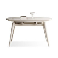 Everly Quinn 59.06" White Oval Slate Dining Table