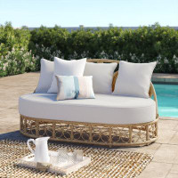 Beachcrest Home Atia 60" Wide Outdoor Wicker Patio Daybed withCushions