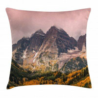East Urban Home Mountain with Snowy Peaks Indoor / Outdoor 28" Throw Pillow Cover
