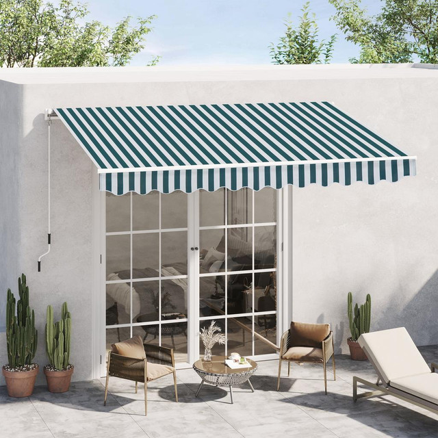Awning 116.1" L x 96.5" W Green and White in Patio & Garden Furniture