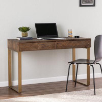 Everly Quinn Shades Of Brown And Gold Reclaimed Wooden Desk