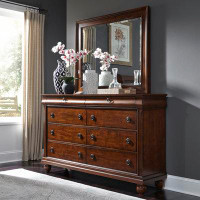 Liberty Furniture 8 Drawer 64" W Solid Wood Double Dresser with Mirror