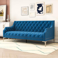 House of Hampton Joesiyah Upholstered Sofa Couch with Metal Legs and Button Tufted Back for Living Room