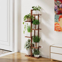 Arlmont & Co. 6 Tier 7 Potted Bamboo Plant Stands For Indoor Plants,Brown-6 Tier 7 Potted