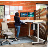 VERSADESK Powerlift L-Shaped Standing Desk Workstation, Electric Height Adjustable Stand UP Corner Desk