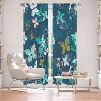 East Urban Home Lined Window Curtains 2-panel Set for Window Size by Metka Hiti - Butterflies Blue