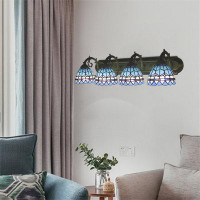 Astoria Grand 4 Lights Dome Sconce Light Tiffany Mediterranean Style Stained Glass Wall Mount Light