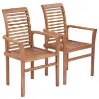 Wildon Home® Stacking Dining Chairs 2 Pcs Solid Teak
