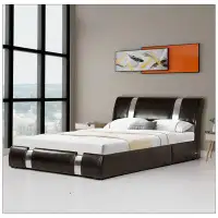 Wrought Studio Upholstered Faux Leather Platform Bed With A Hydraulic Storage System