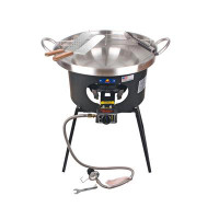 ARC ARC 23" Stainless Steel Concave Comal Set, 30,000 BTU Propane Burner and Stand, Discada Disc Cooker.