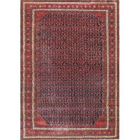 Pasargad One-of-a-Kind Antique Hand-Knotted Navy/Red 13'1" x 18'5" Wool Area Rug