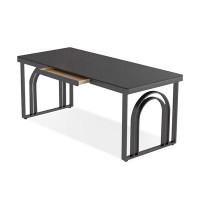 Lilac Garden Tools 47.24" Black Stone table top + Galvanized iron leg desk