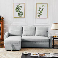 Hokku Designs 35.4 x 81.9 x 53.9_Light Grey Faux Leatherll-Out Storage Sofa