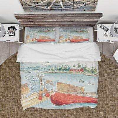 Made in Canada - East Urban Home Lake House Canoes III Duvet Cover Set in Bedding