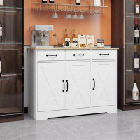 Winston Porter Farmhouse Buffet Cabinet Storage Sideboard With 3 Drawers And 3 Doors For Dining Living Room Kitchen Cupb