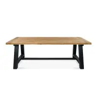 Birch Lane™ Academy Rectangular Dining Table in Solid Reclaimed Teak with Picnic Style Black Aluminum Legs