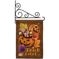 Breeze Decor Candy Pumpkin - Impressions Decorative Metal Fansy Wall Bracket Garden Flag Set GS112003-BO-03