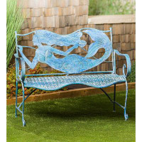 Bayou Breeze Weatherproof Outdoor Bench,Holds Up to 300 lbs,Furniture for Patio Porch Park Deck,Steel,Mermaid