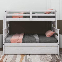 Harriet Bee Wood Twin Over Full Bunk Bed With Twin Size Trundle