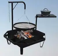 26x26 Mobile Firepit with Footrest ( Optional Square Grill or Round Grill w Crane )