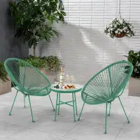 Himimi 3 Piece Patio Bistro Conversation Set With Side Table, Acapulco All-weather Pe Rattan Chair Set,flexible Rope Fur
