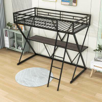 Mason & Marbles Lionel Twin Size Metal Loft Bed with Built-in-Desk by Mason & Marbles