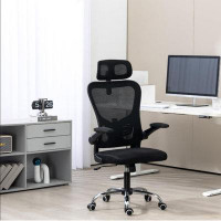 Inbox Zero Black High Back Ergonomic Office Chair With Adjustable Headrest, Mesh Back