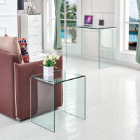 Ivy Bronx Glass Coffee Table, Tempered Clear Glass Coffee Table For Living Room