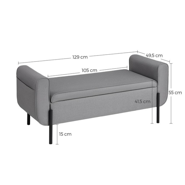 NEW GRAY STORAGE OTTOMAN BENCH BOX BEDSIDE LOM072G02 in Other in Alberta - Image 3