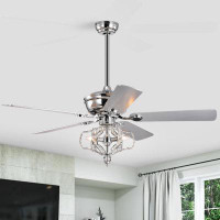 House of Hampton Crystal Ceiling Fan With Lights Fandelier Chandelier Reversible Blades 3 Wind Speeds Remote Control For