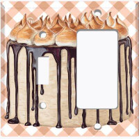 WorldAcc Metal Light Switch Plate Outlet Cover (Layered Chocolate Marshmallow Cake - (L) Single Toggle / (R) Single Rock