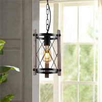 17 Stories 1 - Light Single Cylinder Pendant With Wood Accent