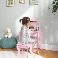 Kids Dressing Table Set 24.8"x 15.7"x 33.7" Pink