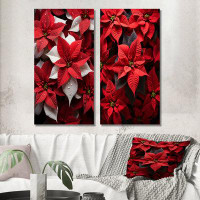Red Barrel Studio Poinsettias Festive Poinsettias - Wall Art Decor Set Of 2 - Floral Print Art For Living Room Decor