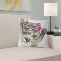 East Urban Home Animal Funny Cat Illustration Pillow