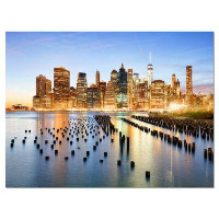 Design Art New York Skyline with Skyscrapers Cityscape - Wrapped Canvas Photograph Print