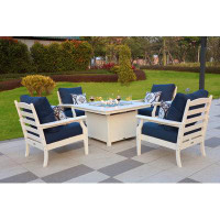 LuXeo Park City 25"( H )x 42" (W) Square Fire pit Set with 4 Deep Seating Chairs