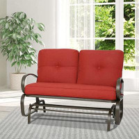 Red Barrel Studio Terrace Swing Glider Bench Outdoor Upholstered 2 Person Rocking Chair Garden Double