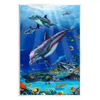 Stupell Industries Stupell Industries Aquatic Dolphins & Fish Framed Giclee Art By Interlitho