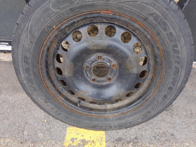1 Goodyear Assurance Tripletred Tire on Rim 5 Bolt / 4 and 3/8 inch * 215 55R16 97H * $30.00 * M+S / All Season Tire in Tires & Rims in Edmonton Area - Image 3
